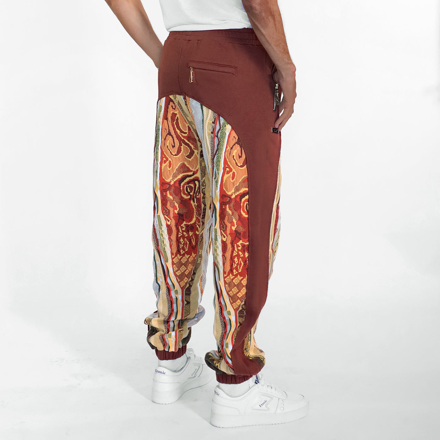 New - COOGI Sweater Pieced Fleece Jogger in Brown