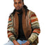 COOGI Leather, Suede and Sweater Pieced Cardigan -Brown