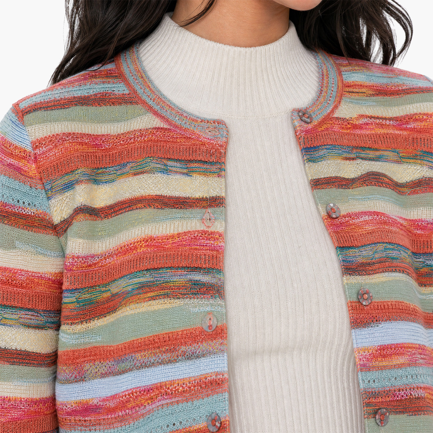 New - COOGI Women's All-Season Knit Cardigan - Orange Multi