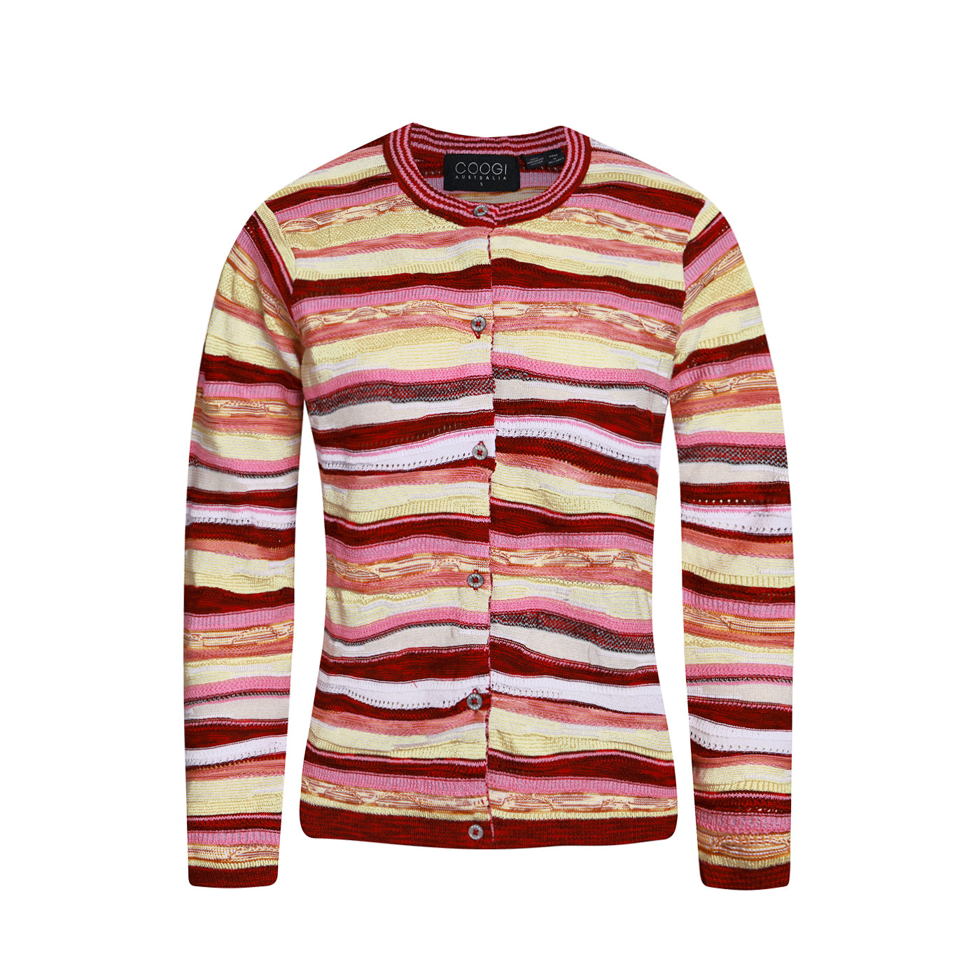 New - COOGI Women's Light Weight Knit Cardigan - Pink-Yellow