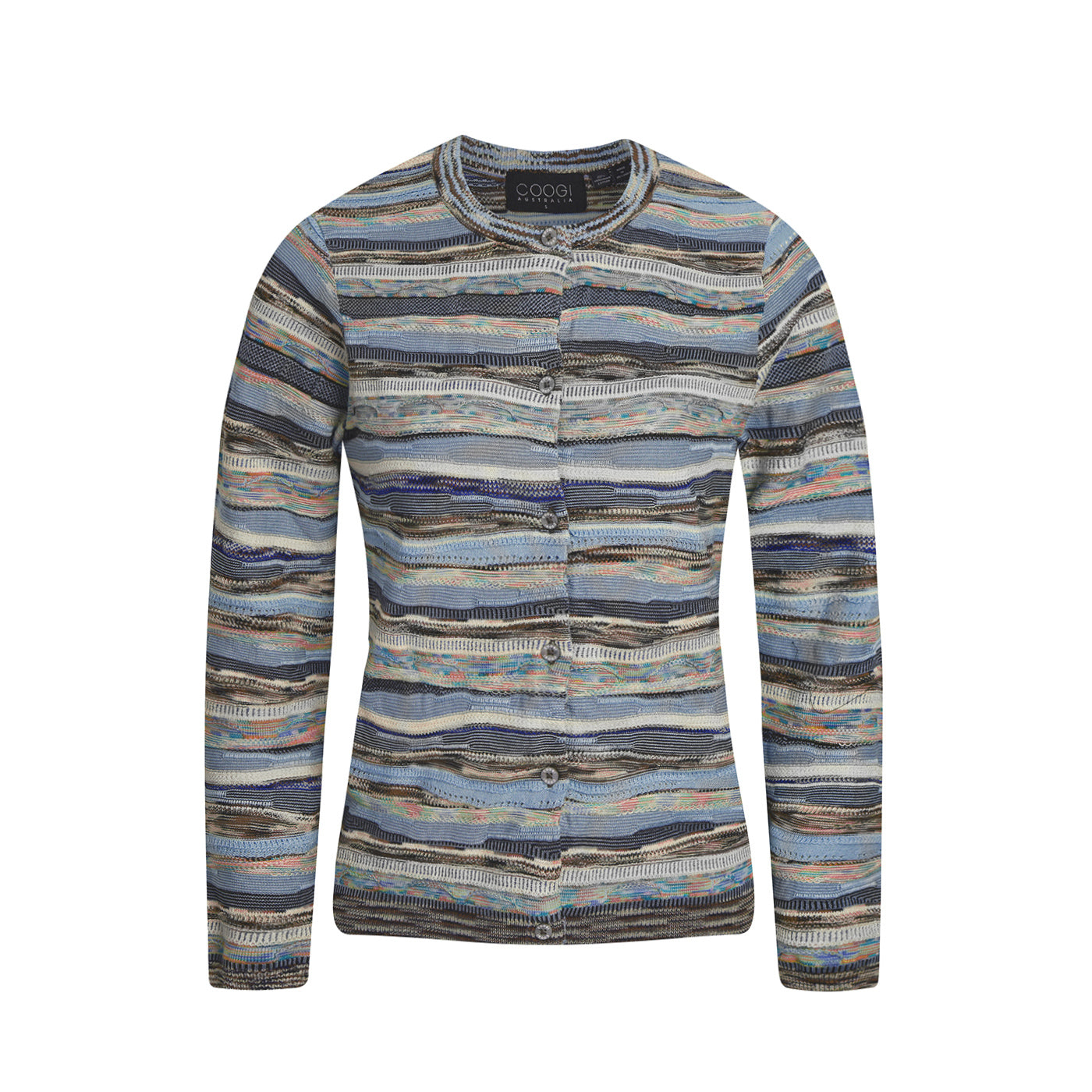 New - COOGI Women's Light Weight Knit Cardigan - Blue Multi