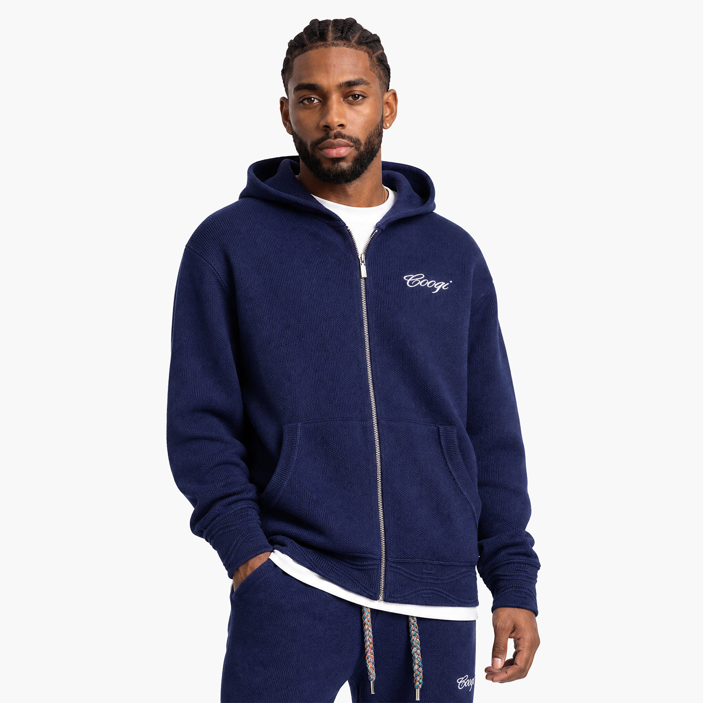 Introducing - COOGI Heavy Weight Fashion Knit Hoody - Blue