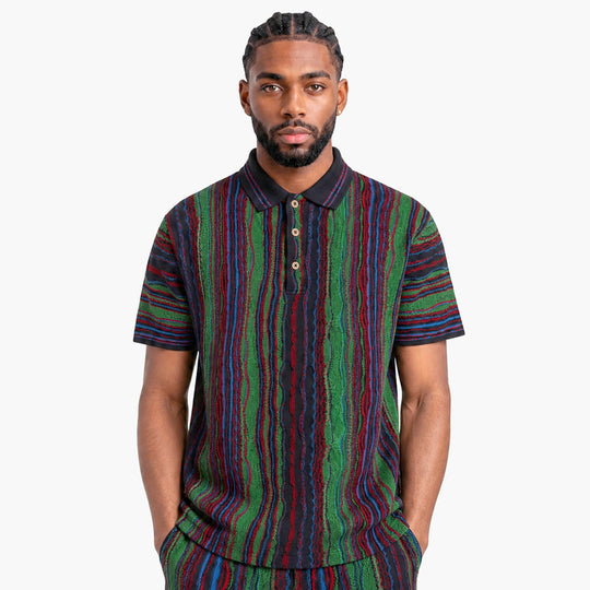 New - COOG Light Weight Sweater Knit Polo - Green Base