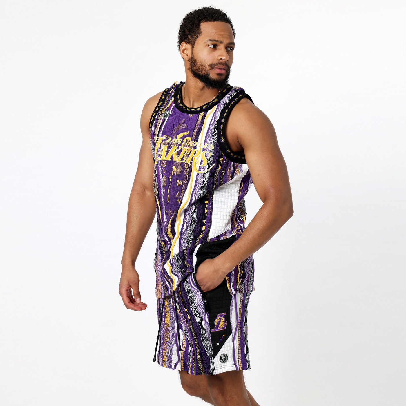 New COOGI X NBA X Protege Lakers Sweater Knit Basketball Shorts