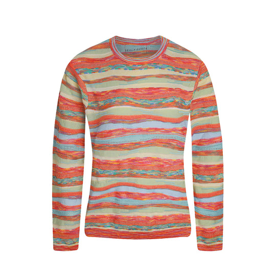 New - COOGI Women's All-Season Knit LS Top - Orange Multi