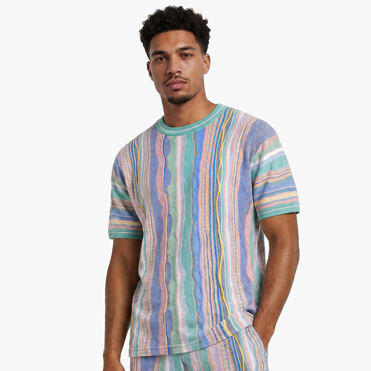 New - COOGI Light Weight Sweater Knit Tee in Pink and Yellow