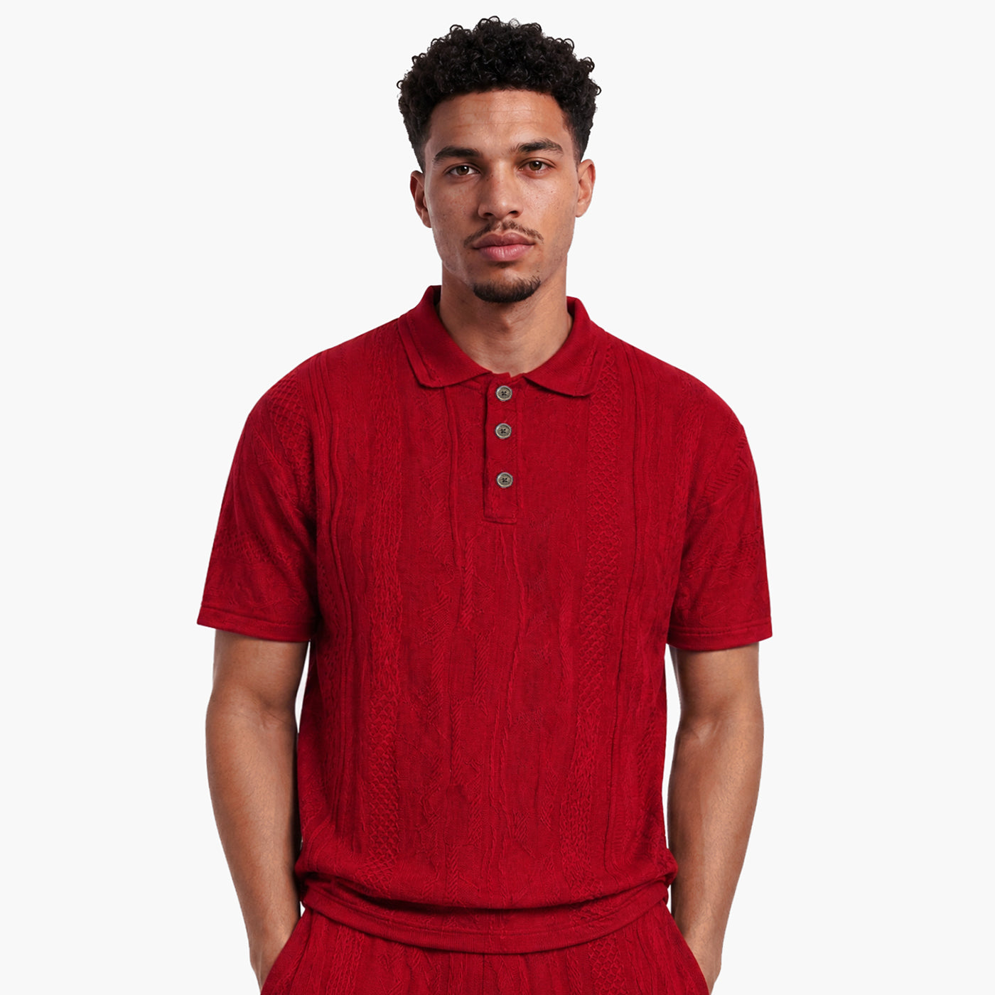 New - COOGI Light Weight Sweater Knit Red Alert Polo