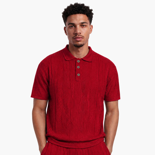 New - COOGI Light Weight Sweater Knit Red Alert Polo