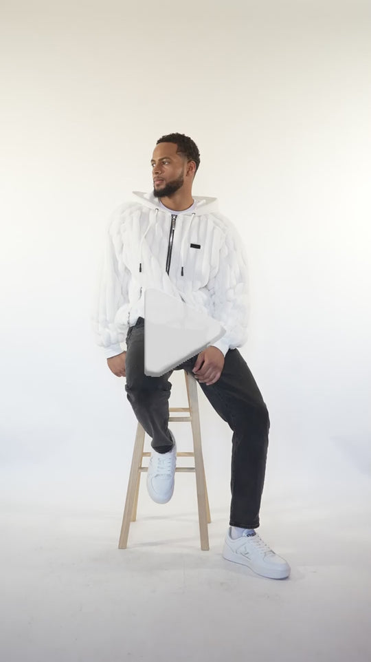 New - COOGI Faux Fur Full Zip Hoody - Bone