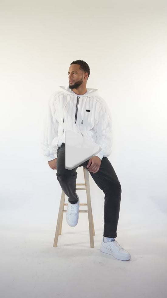 New - COOGI Faux Fur Full Zip Hoody - Bone