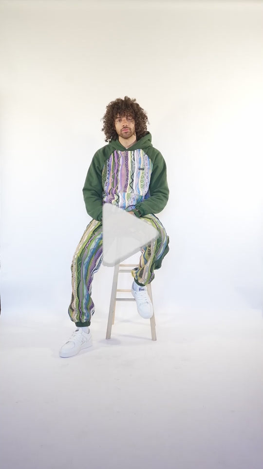 New - COOGI Sweater Pieced Fleece Hoody in Green