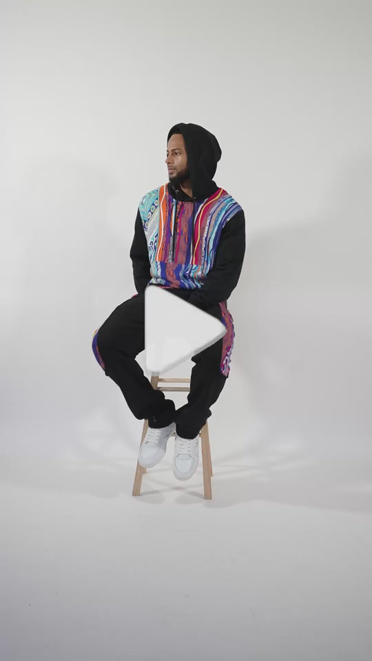 New - COOGI Sweater Pieced Fleece Hoody in Black