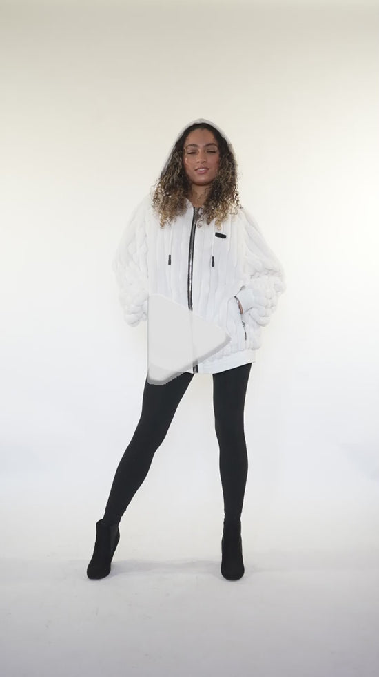 New - COOGI Faux Fur Full Zip Hoody - Bone