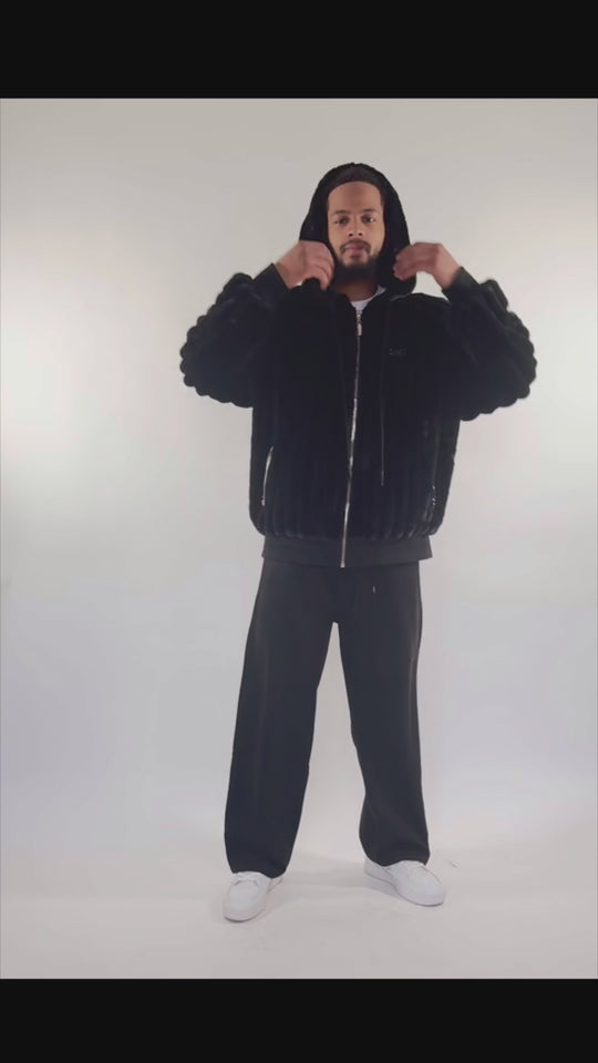 New - COOGI Faux Fur Full Zip Hoody - Black