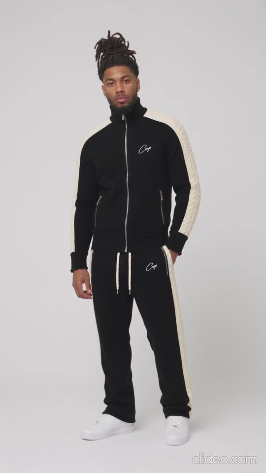Introducing - COOGI Heavy Weight Fashion Knit Track Jacket - Black