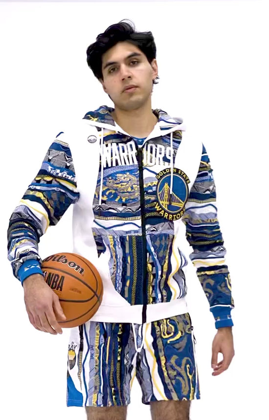 New - COOGI X NBA X Protege -Golden State Warriors Sweater Knit Basketball Shorts