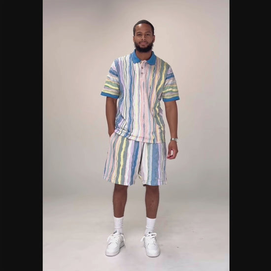 New - COOGI Light Weight Sweater Knit Polo in Pink and Blue Polo