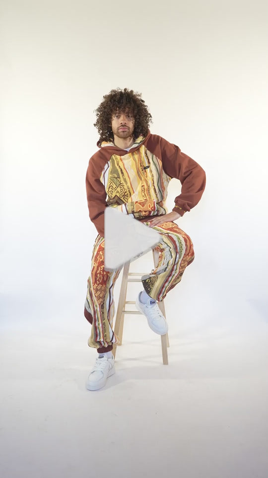 New - COOGI Sweater Pieced Fleece Hoody in Brown