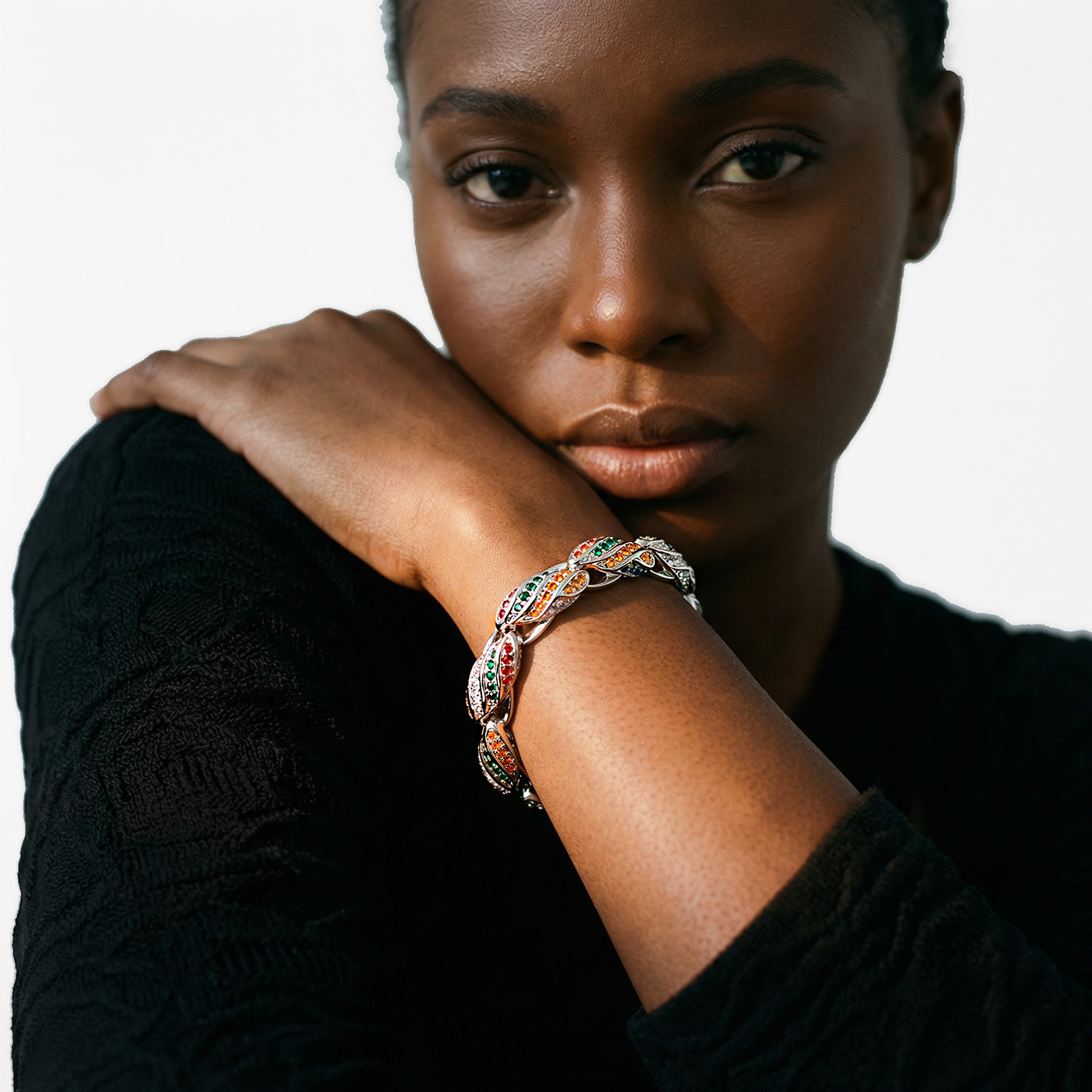 COOGI Twisted Rope Bracelet - White Gold Plated