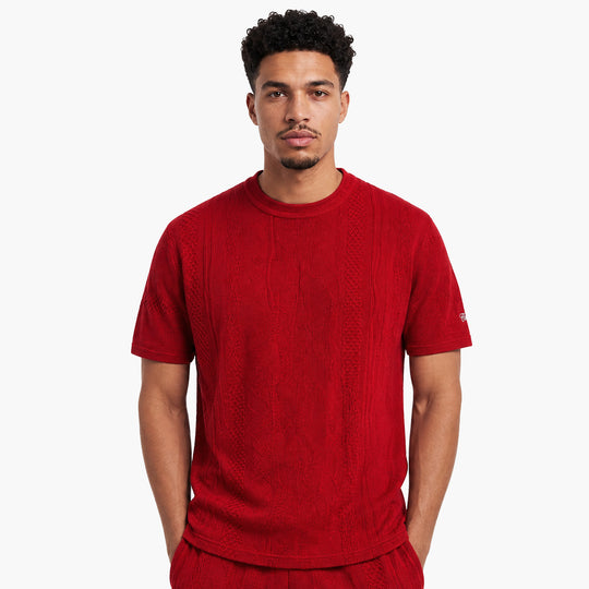 New - COOGI Light Weight Sweater Knit Red Alert Tee