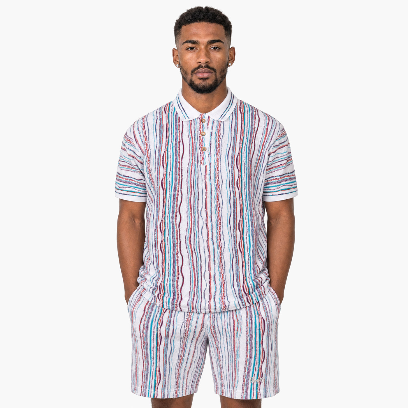 New - COOGI Light Weight Sweater Knit Polo - White Base