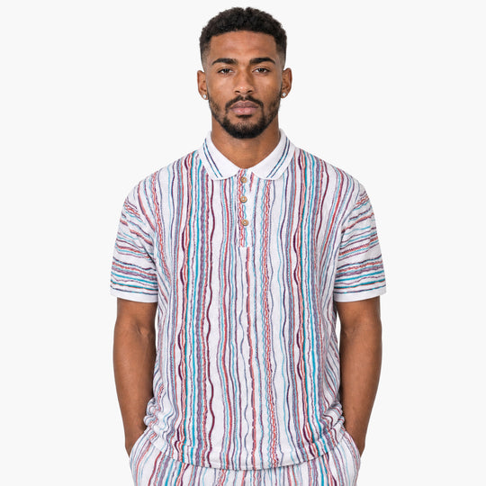 New - COOGI Light Weight Sweater Knit Polo - White Base