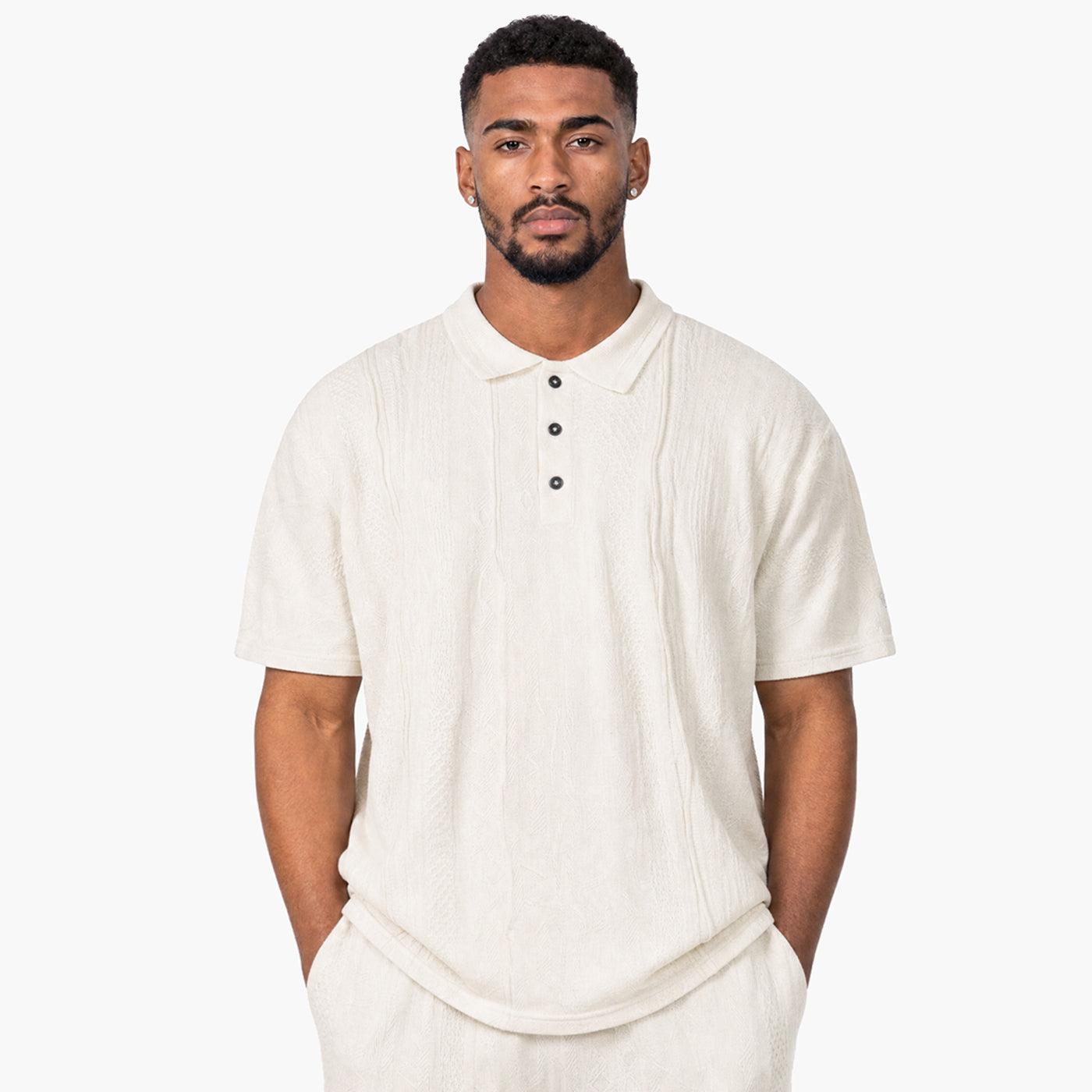 New - COOG Light Weight Sweater Knit Cloud Dancer Polo