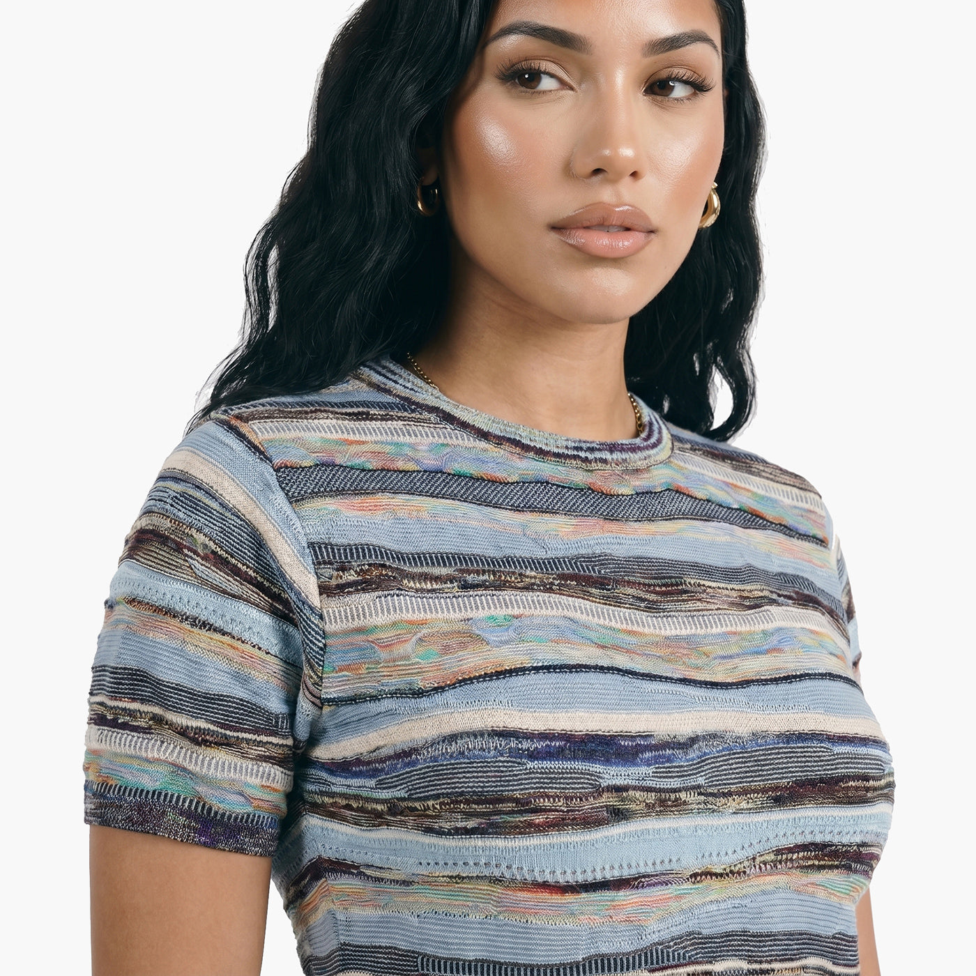 New - COOGI Women's All-Season Sweater Knit Top - Blue Multi