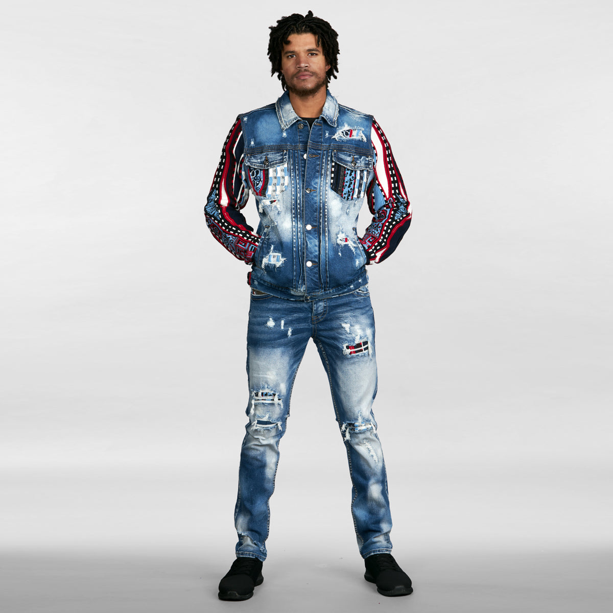 coogibrand Coogi Link Sweater Patched Denim Jeans 40